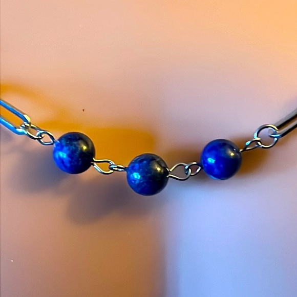 Lapis Lazuli Paper Clip Necklace - Picture 2 of 7